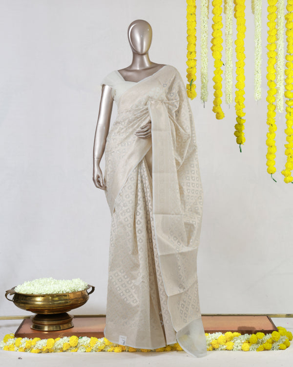 Ivory Chanderi &nbsp;jacquard Onam Saree