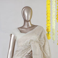 Ivory Chanderi &nbsp;jacquard Onam Saree