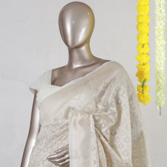 Ivory Chanderi &nbsp;jacquard Onam Saree