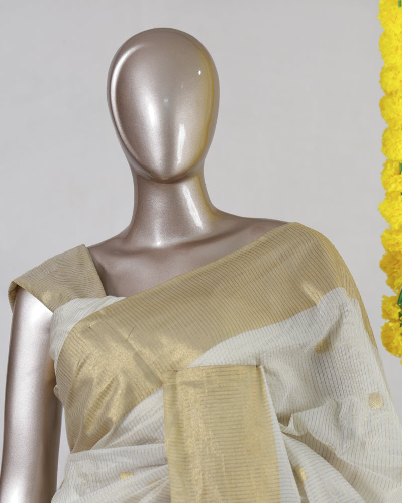 Semi-Silk Golden Border Onam Saree