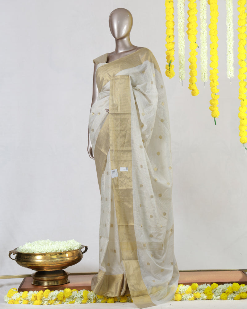 Semi-Silk Golden Border Onam Saree
