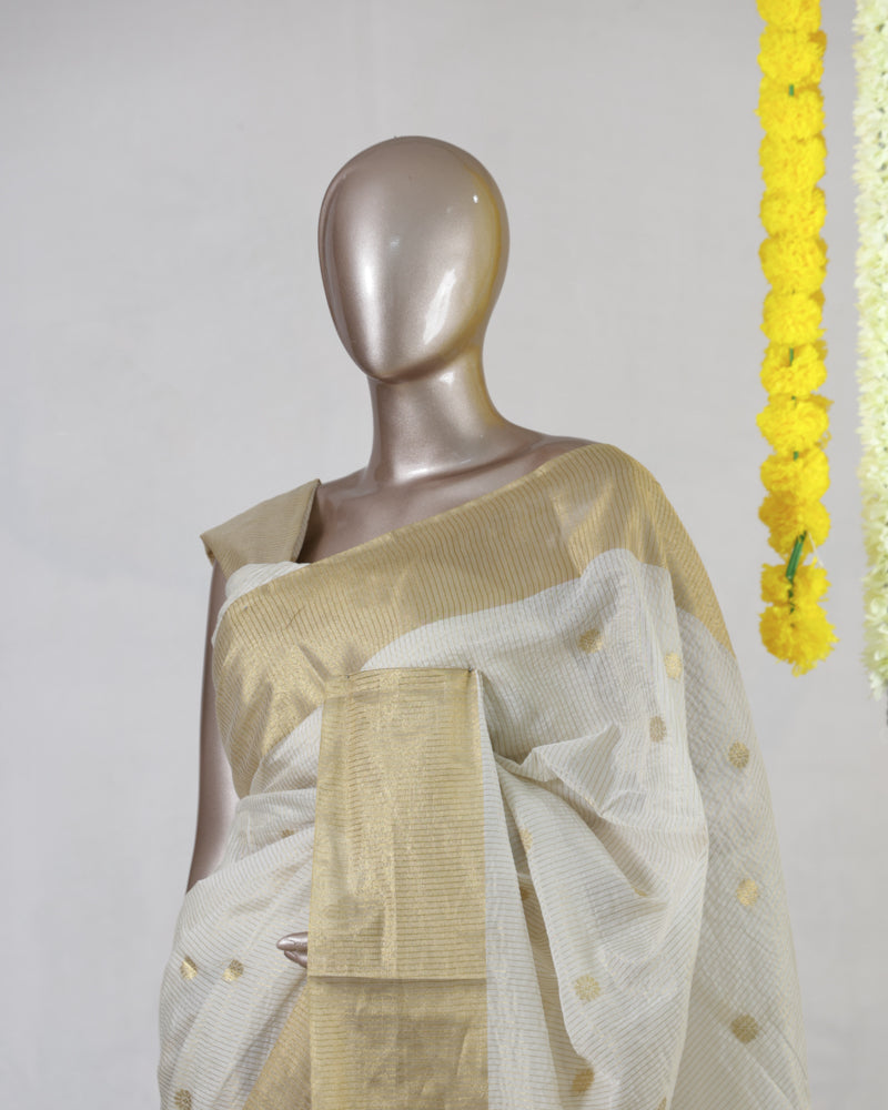 Semi-Silk Golden Border Onam Saree