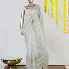 Ivory Organza Semi-Turkish Onam Saree
