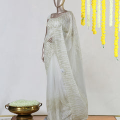 Ivory Organza Semi-Turkish Onam Saree