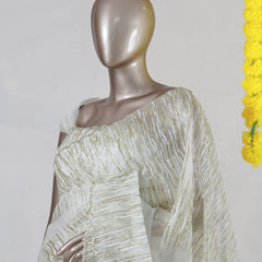 Ivory Organza Semi-Turkish Onam Saree