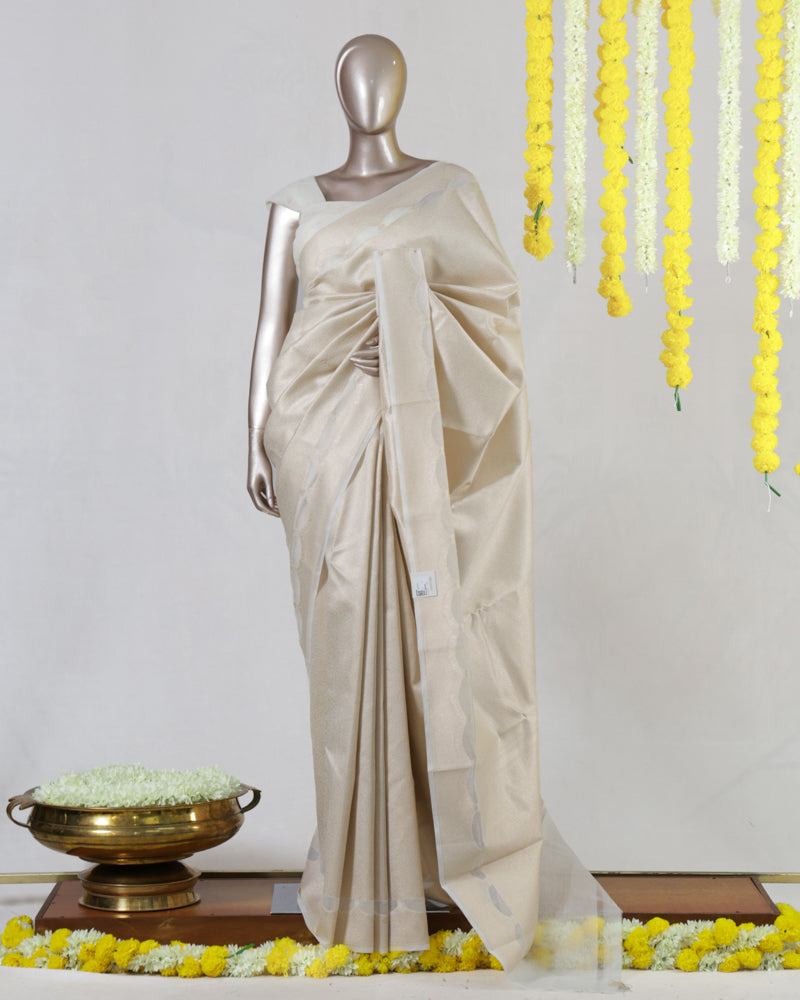 Ivory Chanderi Brocade Onam Saree