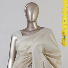 Ivory Chanderi Brocade Onam Saree