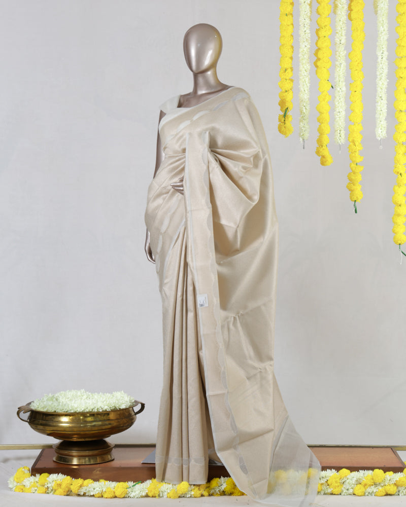 Ivory Chanderi Brocade Onam Saree