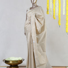 Ivory Chanderi Brocade Onam Saree