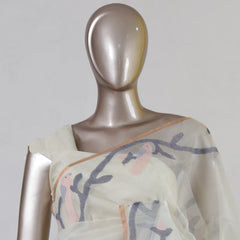 Ivory Pure Kora Organza Jamdani Saree