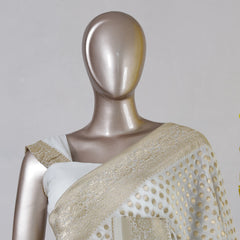 Ivory Dyeable Banarasi Polka Dot Saree