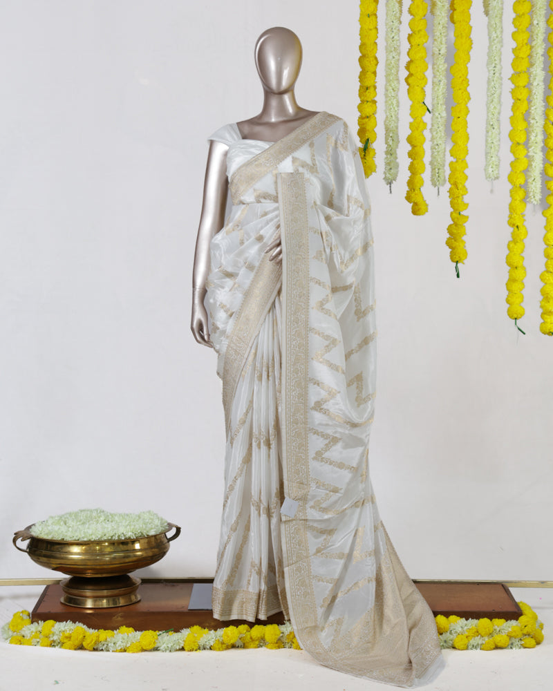Ivory Dyeable Banarasi Onam Saree