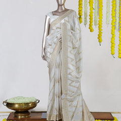 Ivory Dyeable Banarasi Onam Saree