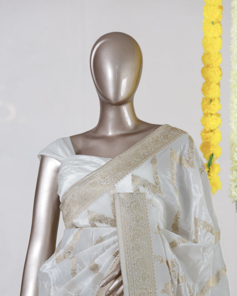 Ivory Dyeable Banarasi Onam Saree
