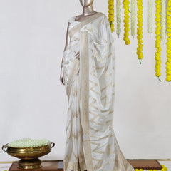 Ivory Dyeable Banarasi Onam Saree