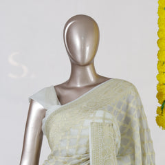 Ivory Pure Georgette Banarasi Onam Saree