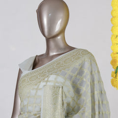 Ivory Pure Georgette Banarasi Onam Saree
