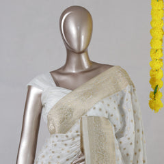 White Upada Banarasi Onam Saree