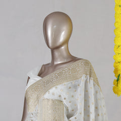 White Upada Banarasi Onam Saree