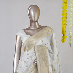White Upada Banarasi Onam Saree