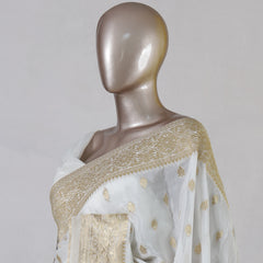 White Upada Banarasi Onam Saree