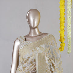Off White Banarasi Georgette Onam Saree