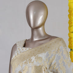 Off White Banarasi Georgette Onam Saree