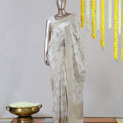 White Upada Silk Banarasi Onam Saree