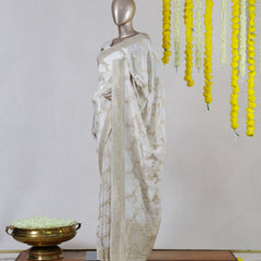 White Upada Silk Banarasi Onam Saree