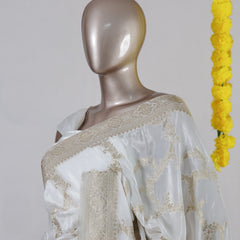 White Upada Silk Banarasi Onam Saree