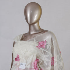 Ivory Organza Appliqué Onam Saree