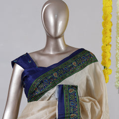 Beige Matka Semi Silk Onam Saree