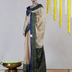 Beige Matka Semi Silk Onam Saree