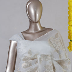 Ivory Organza Golden Appliqué Onam Saree
