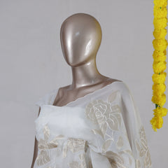 Ivory Organza Golden Appliqué Onam Saree