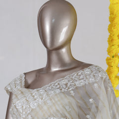 Ivory Organza Embroidered Onam Saree