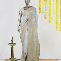 Moonlit White Golden Heritage Kasavu Saree
