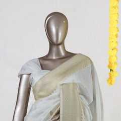 Moonlit White Golden Heritage Kasavu Saree