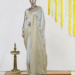 Moonlit White Golden Heritage Kasavu Saree