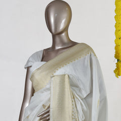 Moonlit White Golden Heritage Kasavu Saree