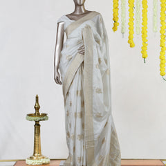 Moonlit White Regal Kasavu Saree