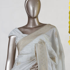 Moonlit White Regal Kasavu Saree