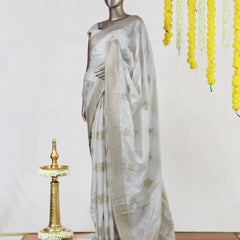Moonlit White Regal Kasavu Saree
