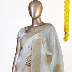 Pearl Ivory Gold Butta Banarasi Saree