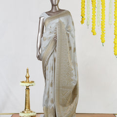 Moonlit White Royal Heritage Kasavu Saree