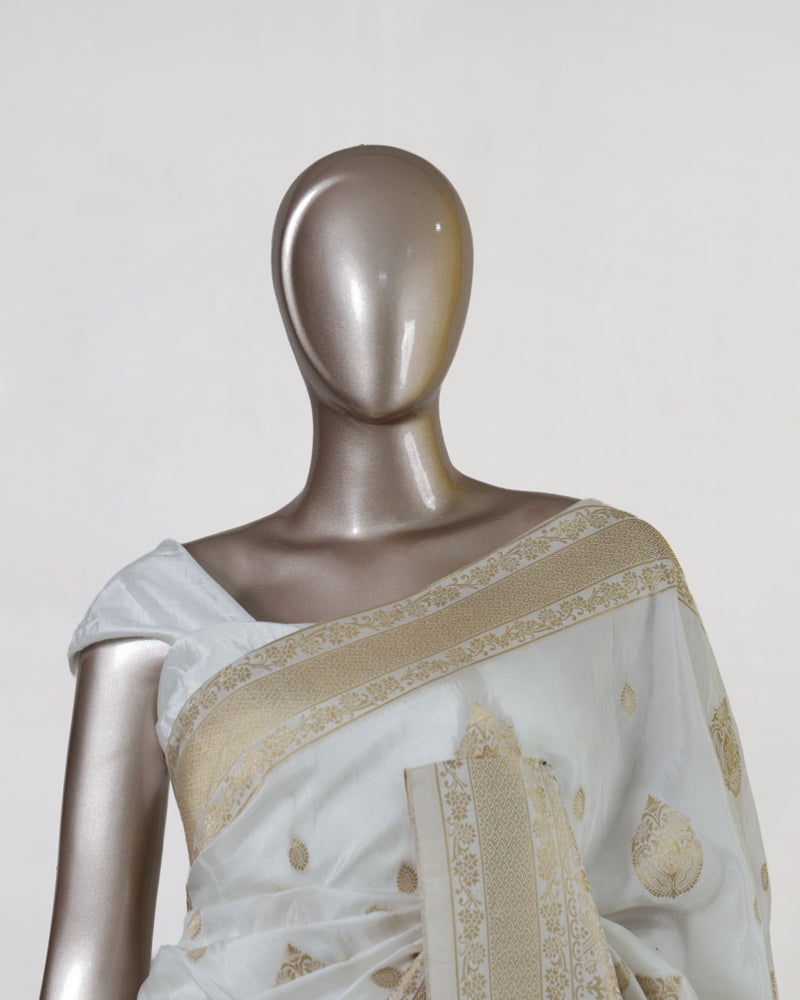 Moonlit White Royal Heritage Kasavu Saree
