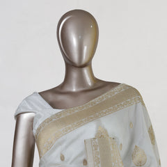 Moonlit White Royal Heritage Kasavu Saree
