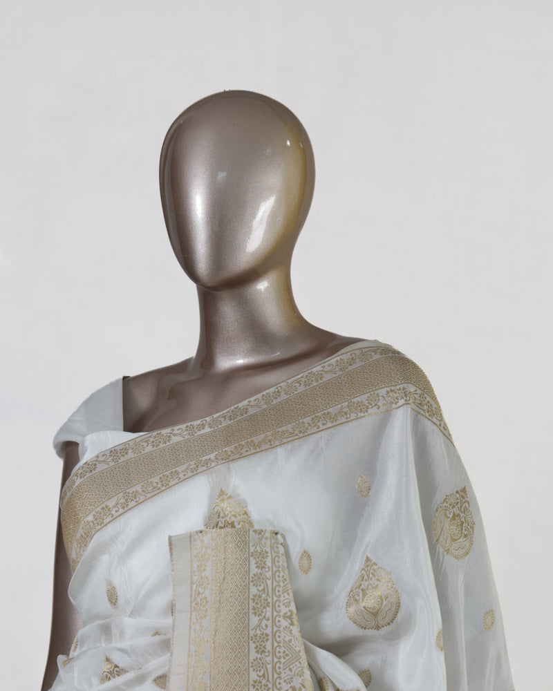 Moonlit White Royal Heritage Kasavu Saree