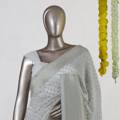 Moonlit White Silver Royale Georgette Banarasi Saree