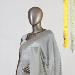 Moonlit White Silver Royale Georgette Banarasi Saree